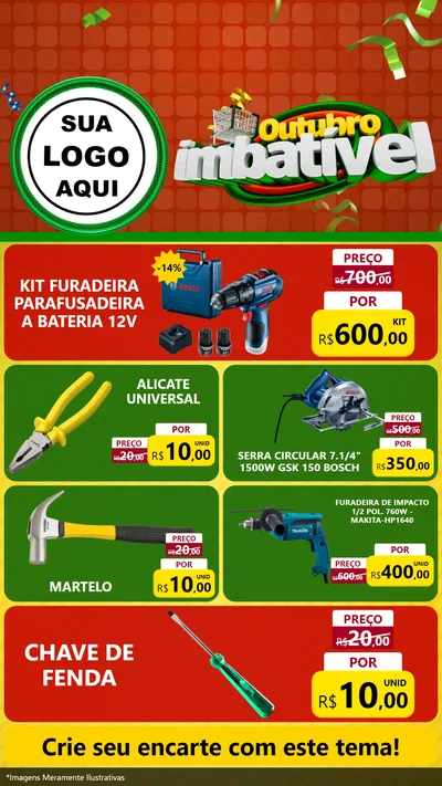 Modelo de TV para TV Vertical com o tema Outubro Imbatível para Maquinas e Ferramentas