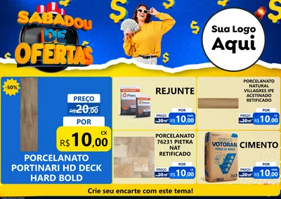 Modelo de Encarte para Encarte A4 Horizontal com o tema Sabadou de Ofertas para Pisos e revestimentos