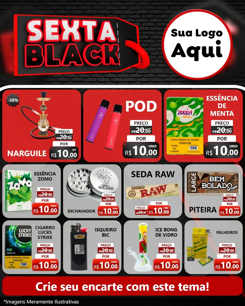 Modelo de Rede Social para Feed Instagram com o tema Sexta Black para Tabacaria