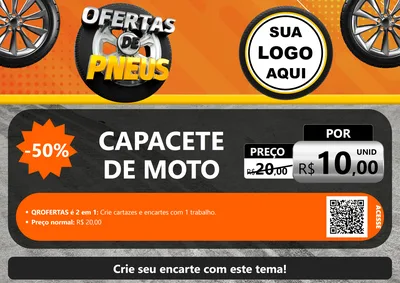 Modelo de Cartaz para Cartaz A4 Horizontal com o tema Ofertas de Pneus para Moto peças