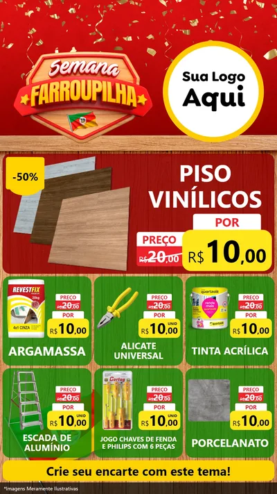 Modelo de Rede Social para Stories com o tema Semana Farroupilha para Material para Construção