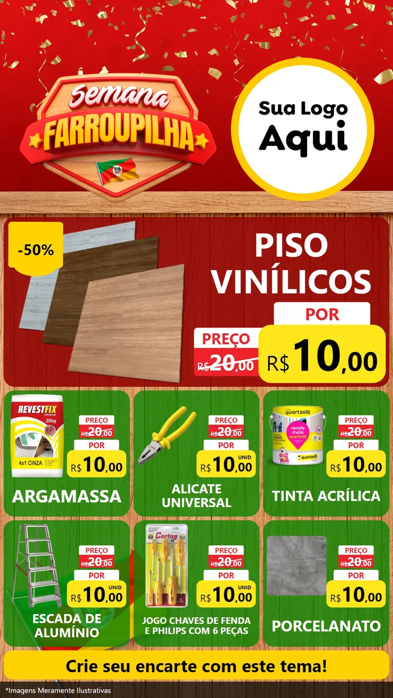 Modelo de Rede Social para Stories com o tema Semana Farroupilha para Material para Construção