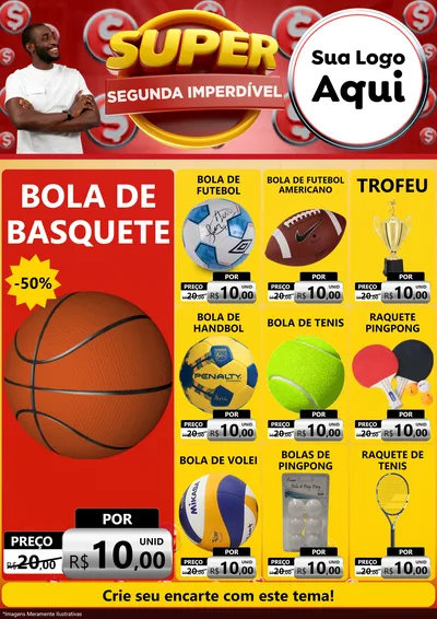 Modelo de Encarte para Encarte A4 Vertical com o tema Super Segunda Imperdível para Artigos Esportivos