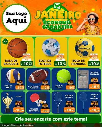 Modelo de Rede Social para Feed Instagram com o tema Janeiro - Economia Garantida para Artigos Esportivos