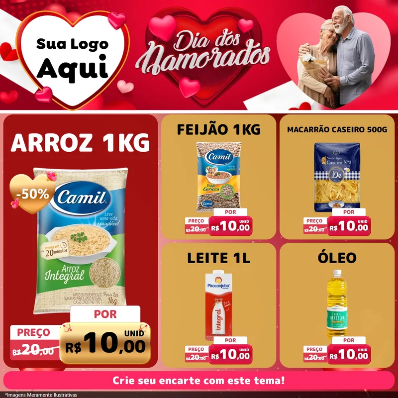 Modelo de Rede Social para Feed Facebook com o tema Dia Dos Namorados para Supermercado
