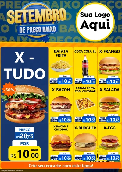 Modelo de Encarte para Encarte A4 Vertical com o tema Setembro De Preço Baixo para Hamburgueria