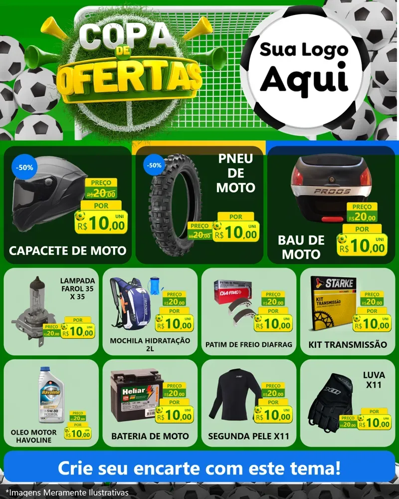 Modelo de Rede Social para Feed Instagram com o tema Copa De Ofertas para Moto peças