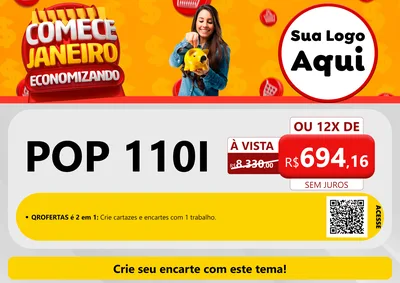 Modelo de Cartaz para Cartaz A4 Horizontal com o tema Comece Janeiro Economizando para Concessionaria de Motos
