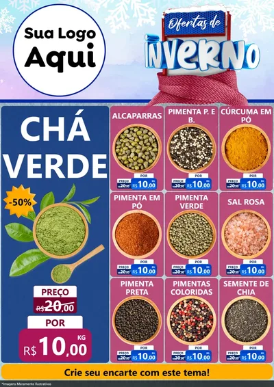 Modelo de Encarte para Encarte A4 Vertical com o tema Ofertas de Inverno para Produtos Naturais