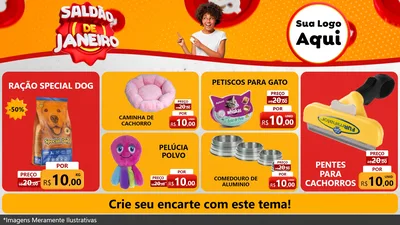 Modelo de TV para TV Horizontal com o tema Saldão de Janeiro para Pet Shop
