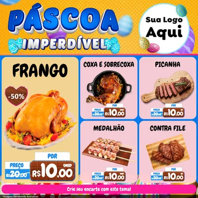 Modelo de Rede Social para Feed Facebook com o tema Páscoa Imperdível para Assados