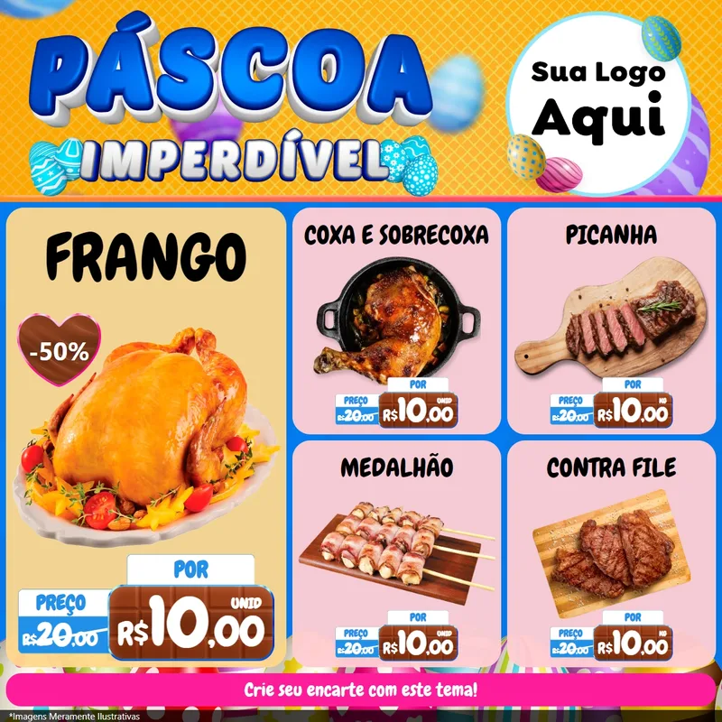 Modelo de Rede Social para Feed Facebook com o tema Páscoa Imperdível para Assados