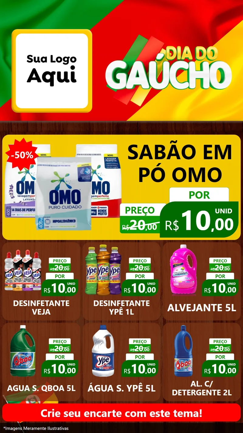 Modelo de Rede Social para Stories com o tema Dia do Gaúcho para Produtos de Limpeza