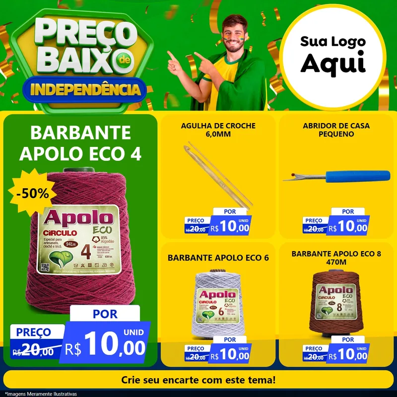 Modelo de Rede Social para Feed Facebook com o tema Preço Baixo de Independência para Armarinho e Aviamentos
