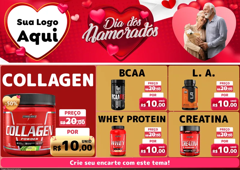 Modelo de Encarte para Encarte A4 Horizontal com o tema Dia Dos Namorados para Suplementos alimentares