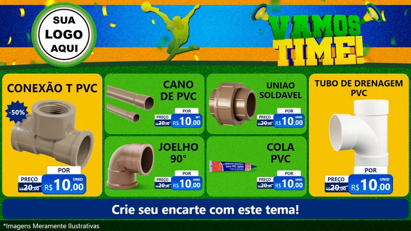 Modelo de TV para TV Horizontal com o tema Vamos Time! para Tubos e conexões