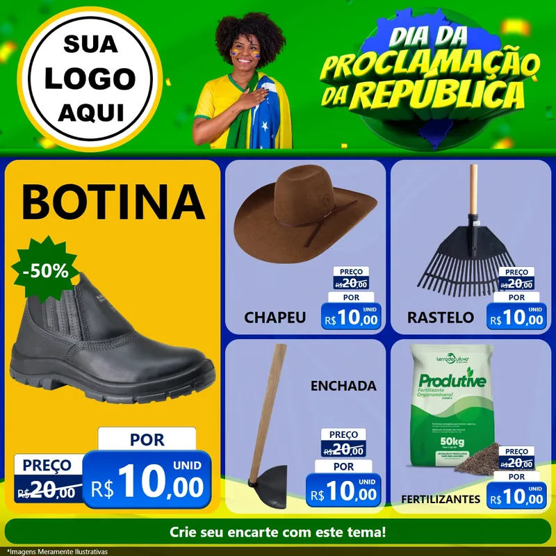 Modelo de Rede Social para Feed Facebook com o tema Dia Da Proclamação Da República para Agropecuária