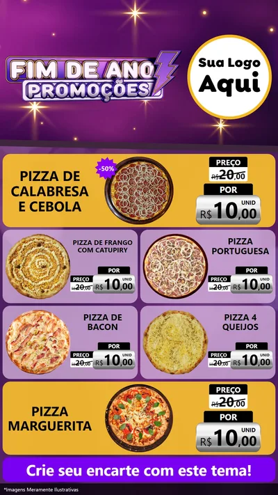 Modelo de TV para TV Vertical com o tema Fim de Ano Promoções para Pizzaria