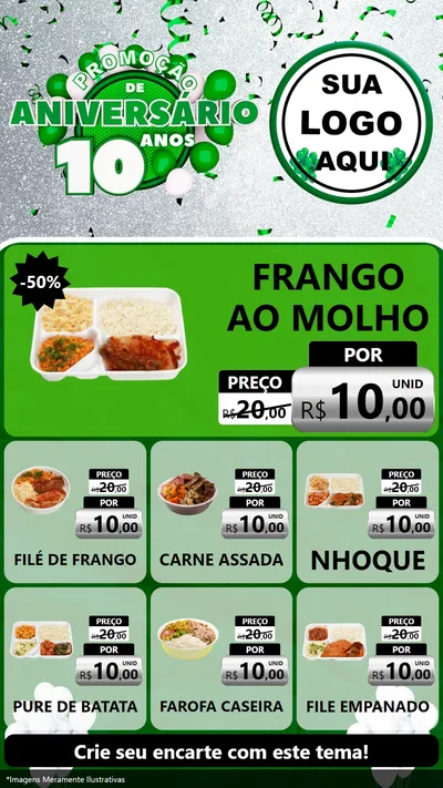 Modelo de Rede Social para Stories com o tema Promoção de Aniversário - 10 Anos para Restaurante
