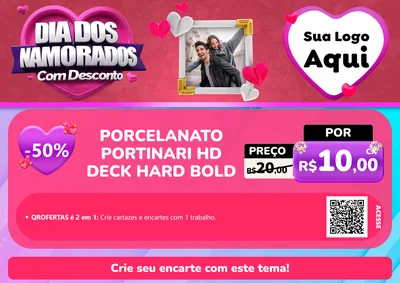 Modelo de Cartaz para Cartaz A4 Horizontal com o tema Dia Dos Namorados Com Desconto para Pisos e revestimentos