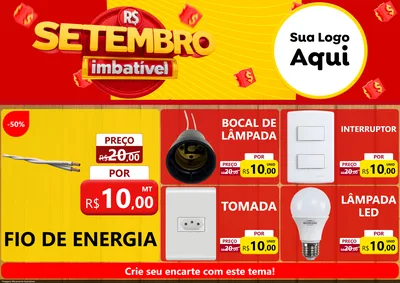 Modelo de Encarte para Encarte A4 Horizontal com o tema Setembro Imbatível para Materiais Elétricos