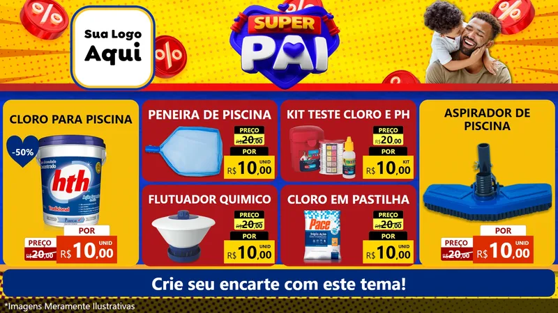Modelo de TV para TV Horizontal com o tema Super Pai para Produtos para Piscina