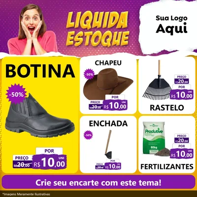Modelo de Rede Social para Feed Facebook com o tema Liquida estoque para Agropecuária