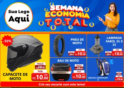 Modelo de Encarte para Encarte A4 Horizontal com o tema Semana Economia Total para Moto peças
