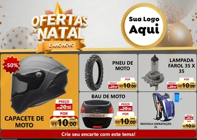 Modelo de Encarte para Encarte A4 Horizontal com o tema Ofertas De Natal E Ano Novo para Moto peças