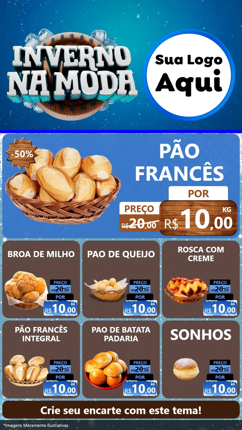 Modelo de Rede Social para Stories com o tema Inverno na Moda para Padaria