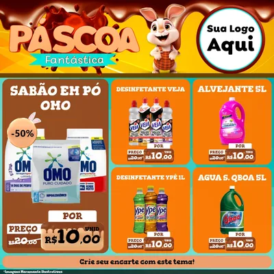 Modelo de Rede Social para Feed Facebook com o tema Páscoa Fantástica para Produtos de Limpeza
