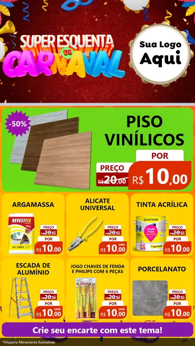 Modelo de Rede Social para Stories com o tema Super Esquenta de Carnaval para Material para Construção