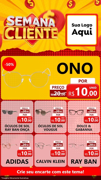 Modelo de Rede Social para Stories com o tema Semana do Cliente para Óticas