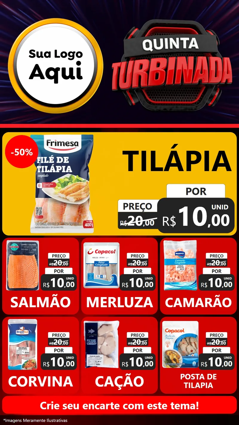 Modelo de Rede Social para Stories com o tema Quinta Turbinada para Peixaria