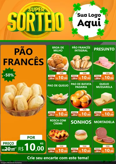 Modelo de Encarte para Encarte A4 Vertical com o tema Super Sorteio para Padaria