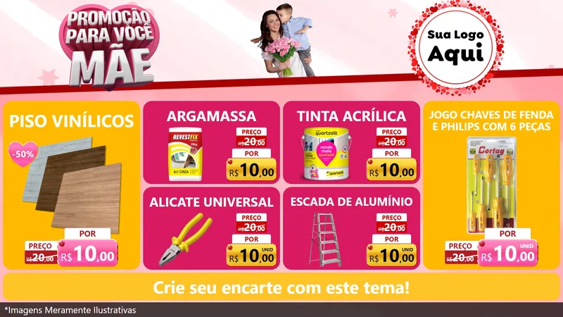 Modelo de TV para TV Horizontal com o tema Promoção Para Você Mãe para Material para Construção