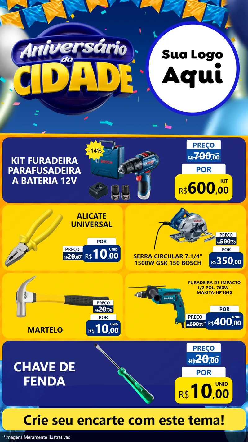 Modelo de TV para TV Vertical com o tema Aniversário da Cidade para Maquinas e Ferramentas