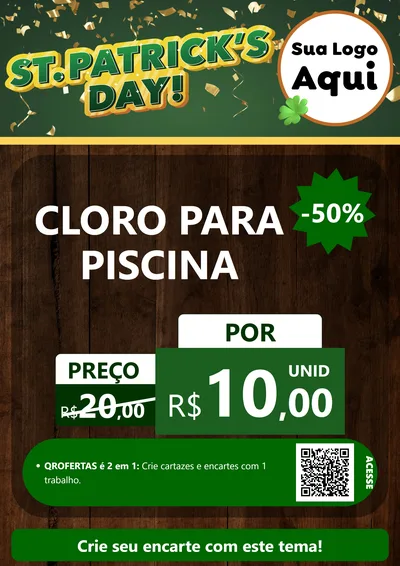 Modelo de Cartaz para Cartaz A4 Vertical com o tema St Patriks Day para Produtos para Piscina