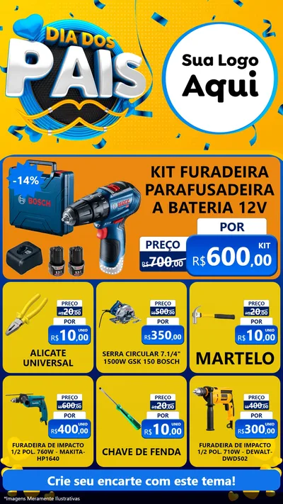 Modelo de Rede Social para Stories com o tema Dia dos Pais para Maquinas e Ferramentas