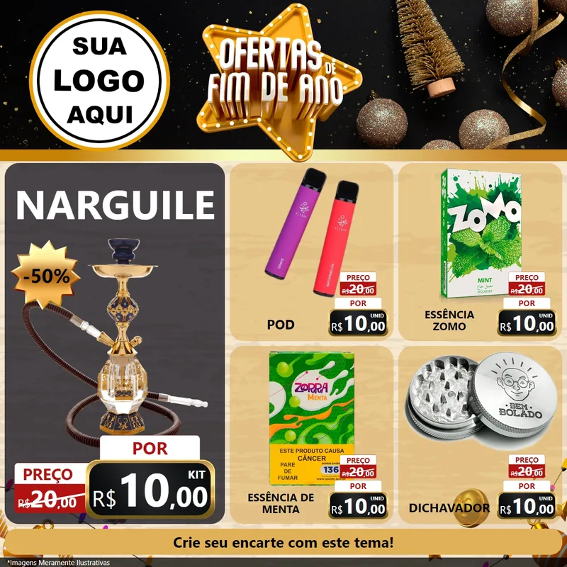 Modelo de Rede Social para Feed Facebook com o tema Ofertas de Fim de Ano para Tabacaria