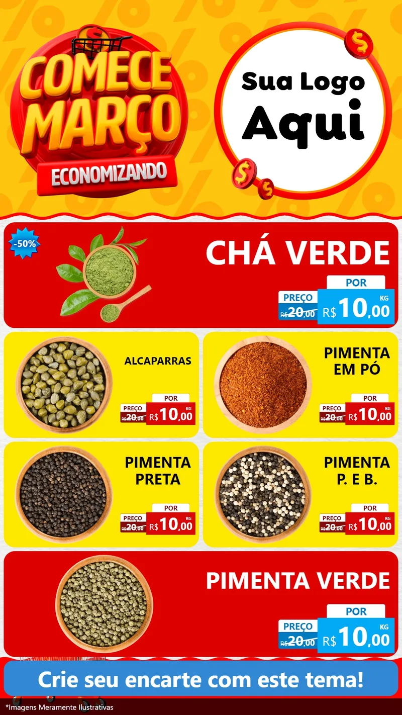 Modelo de TV para TV Vertical com o tema Comece Março Economizando para Produtos Naturais