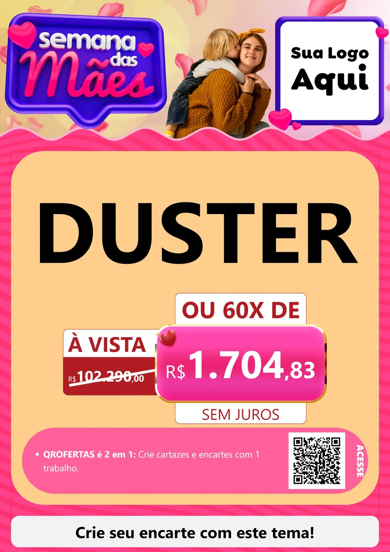 Modelo de Cartaz para Cartaz A4 Vertical com o tema Semana das Mães para Concessionaria de Carros