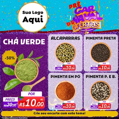 Modelo de Rede Social para Feed Facebook com o tema Pré Carnaval de Ofertas para Produtos Naturais