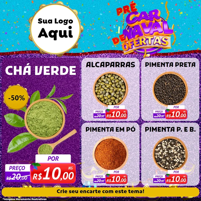 Modelo de Rede Social para Feed Facebook com o tema Pré Carnaval de Ofertas para Produtos Naturais