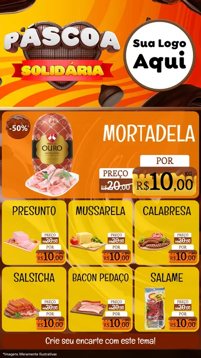 Modelo de Rede Social para Stories com o tema Páscoa Solidária para Frios e Laticínios