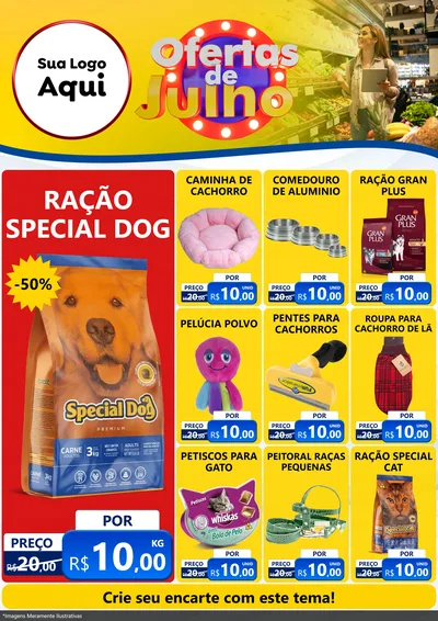 Modelo de Encarte para Encarte A4 Vertical com o tema Ofertas de Julho para Pet Shop