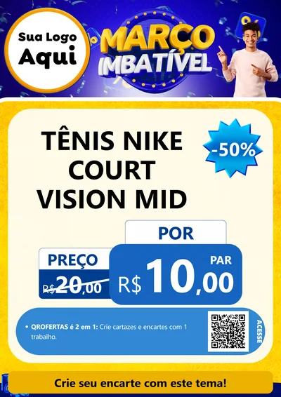Modelo de Cartaz para Cartaz A4 Vertical com o tema Março Imbatível para Calçados