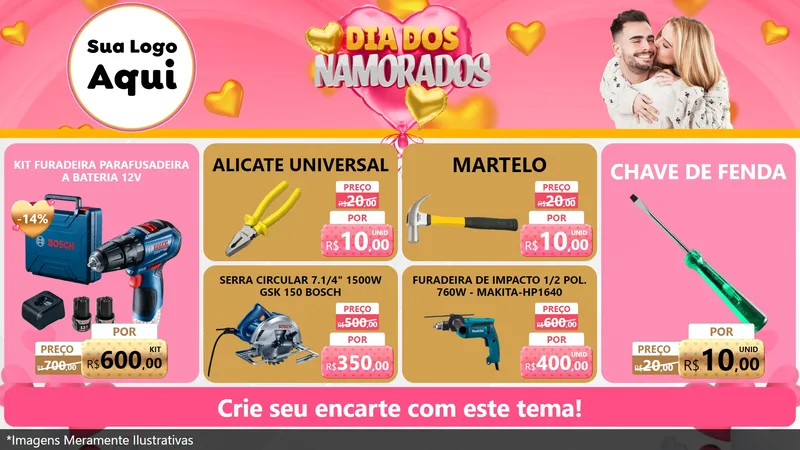 Modelo de TV para TV Horizontal com o tema Dia dos Namorados para Maquinas e Ferramentas