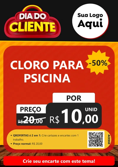 Modelo de Cartaz para Cartaz A4 Vertical com o tema Dia do Cliente para Produtos para Piscina