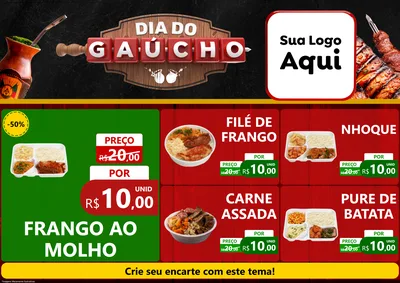 Modelo de Encarte para Encarte A4 Horizontal com o tema Dia do Gaúcho para Restaurante